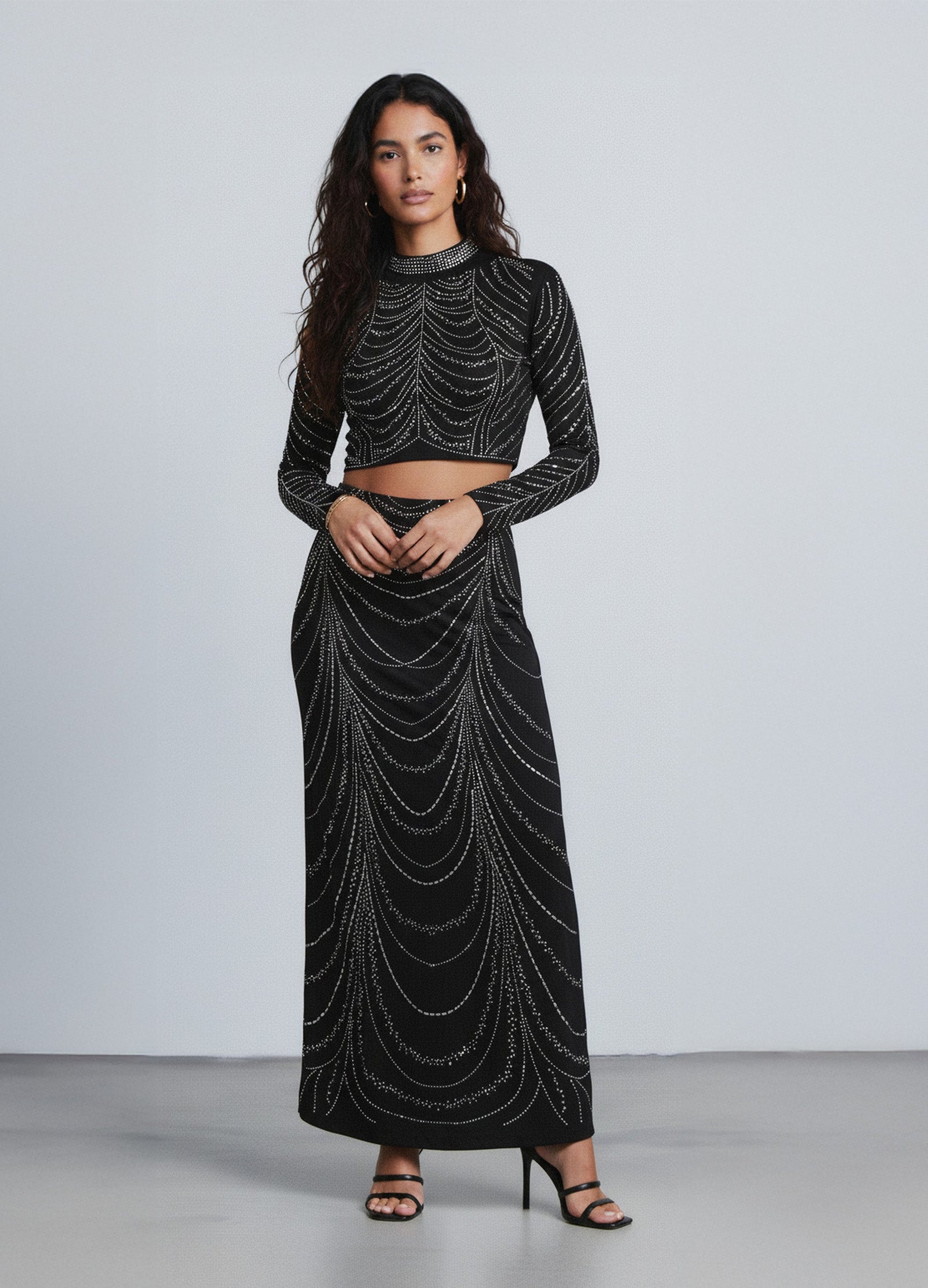 Midnight Opulence Studded Two-Piece Set