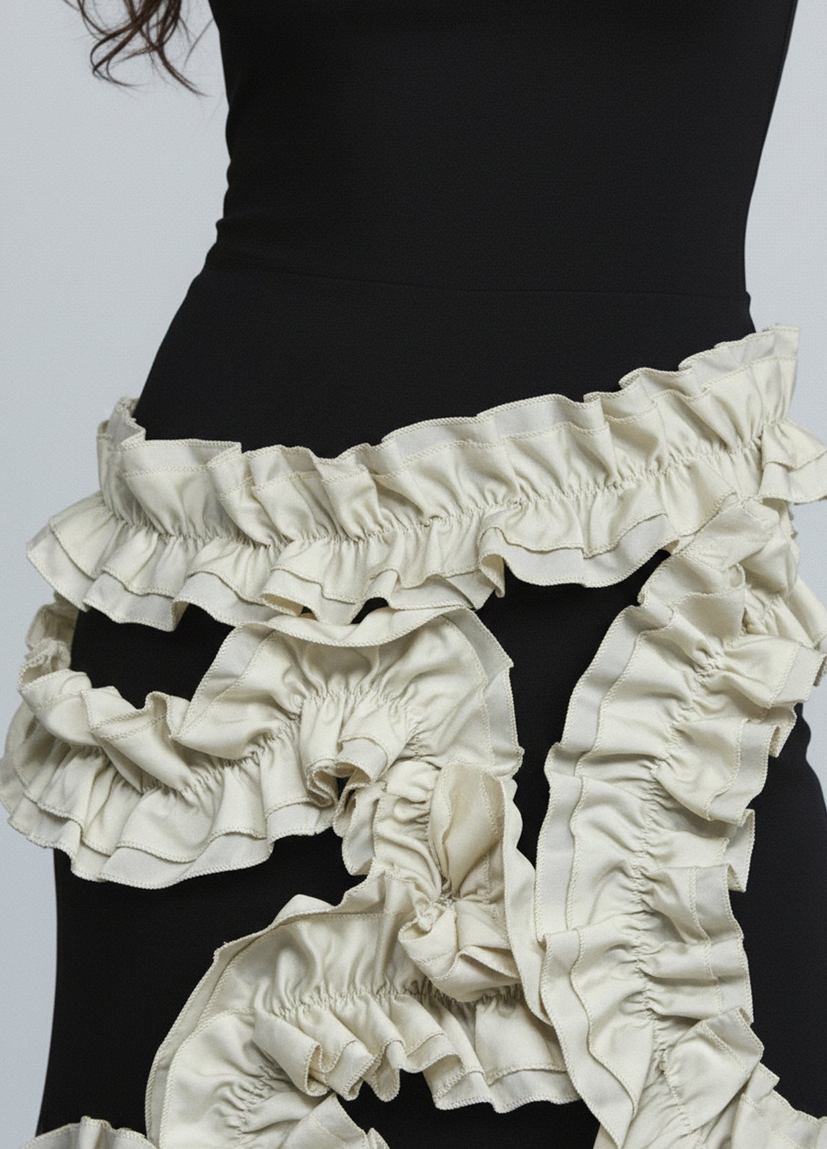 Monochrome Dreams Ruffle Maxi Dress