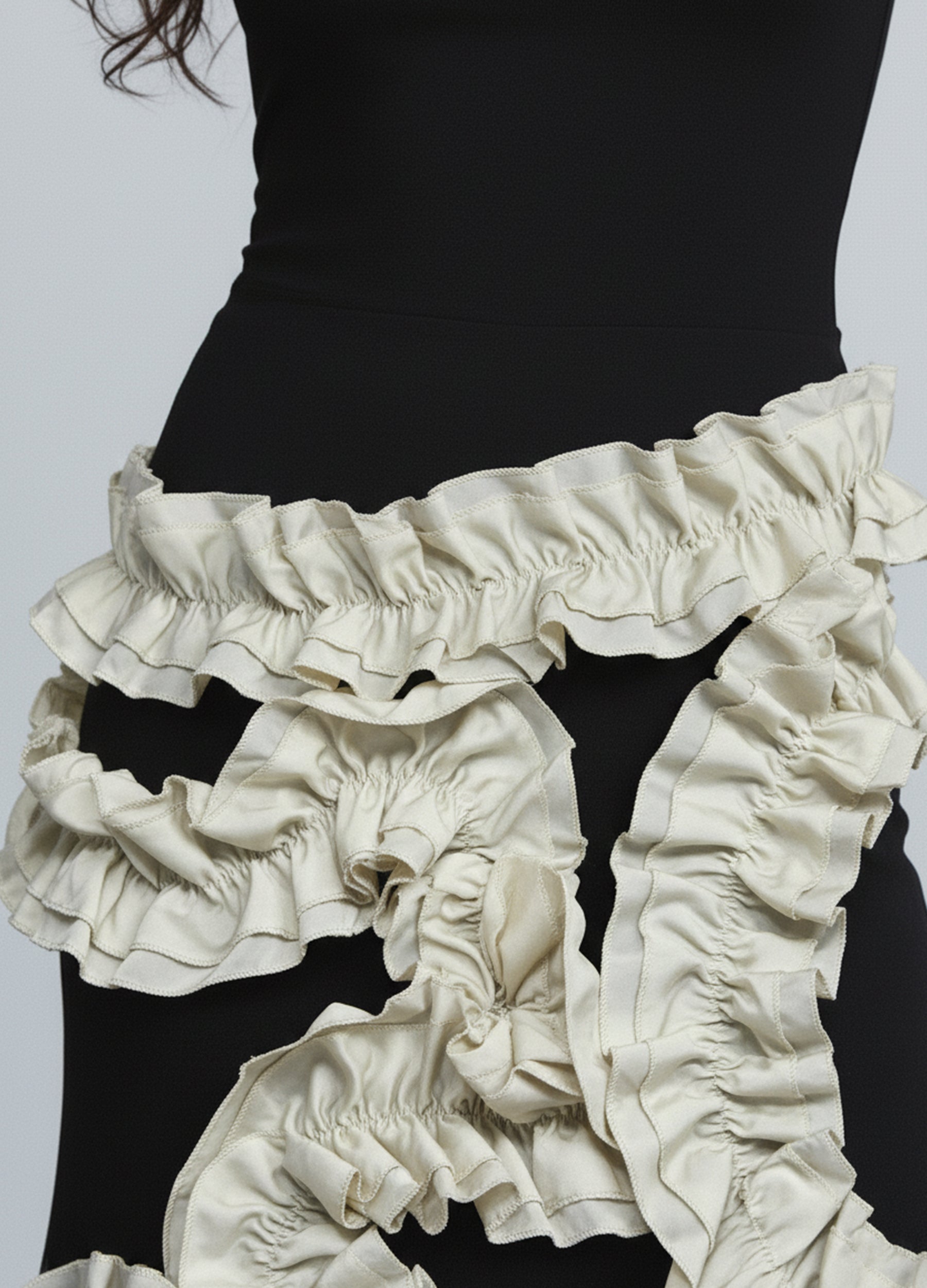 Monochrome Dreams Ruffle Maxi Dress