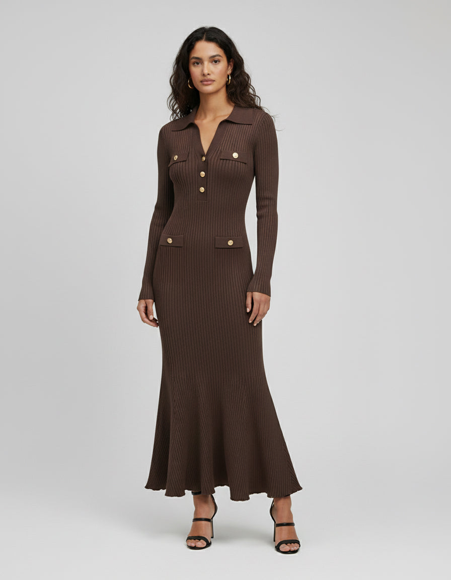 Marseille Ribbed Button Maxi Dress