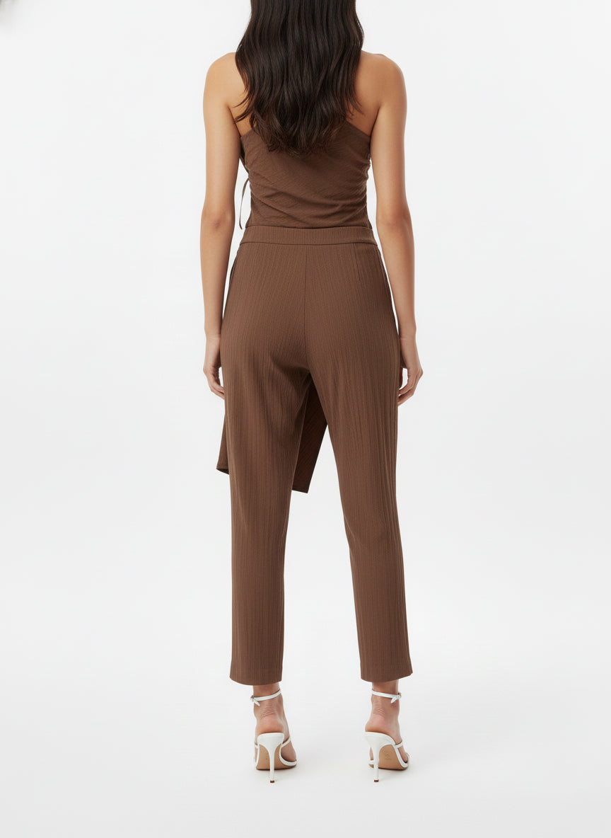 Asymmetric One-Shoulder Tunic & Pants Set (Mocha)